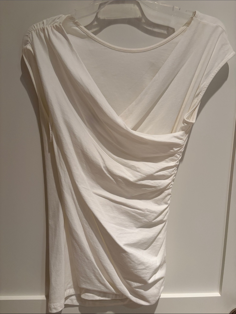 Theory White Ruched One-Shoulder Tank - Picture 2 of 4
